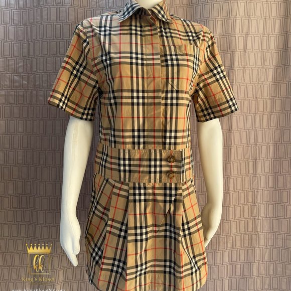 Burberry❤️Brown Check Mini Dress Burberry Checked Mini Dress